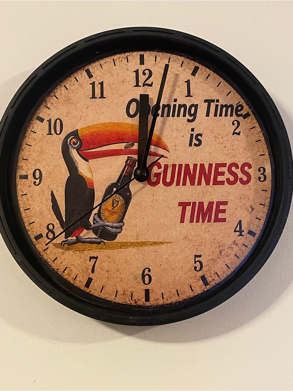 Guinness Toucan Wall Clock in Black, Beige and Red